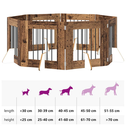 Hondenhekje met standaards 8 pcs Oud hout 60 x 60 cm
