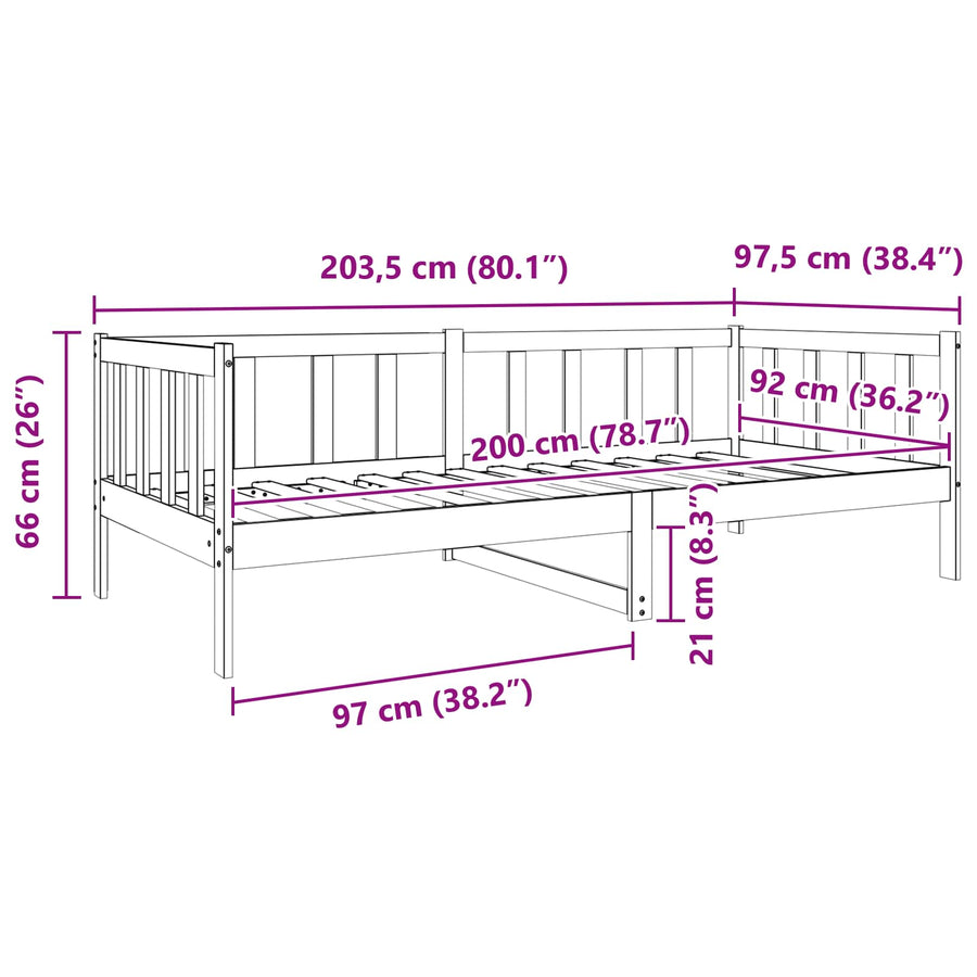 Bedframe Wasbruin 100 x 200 cm Massief grenenhout