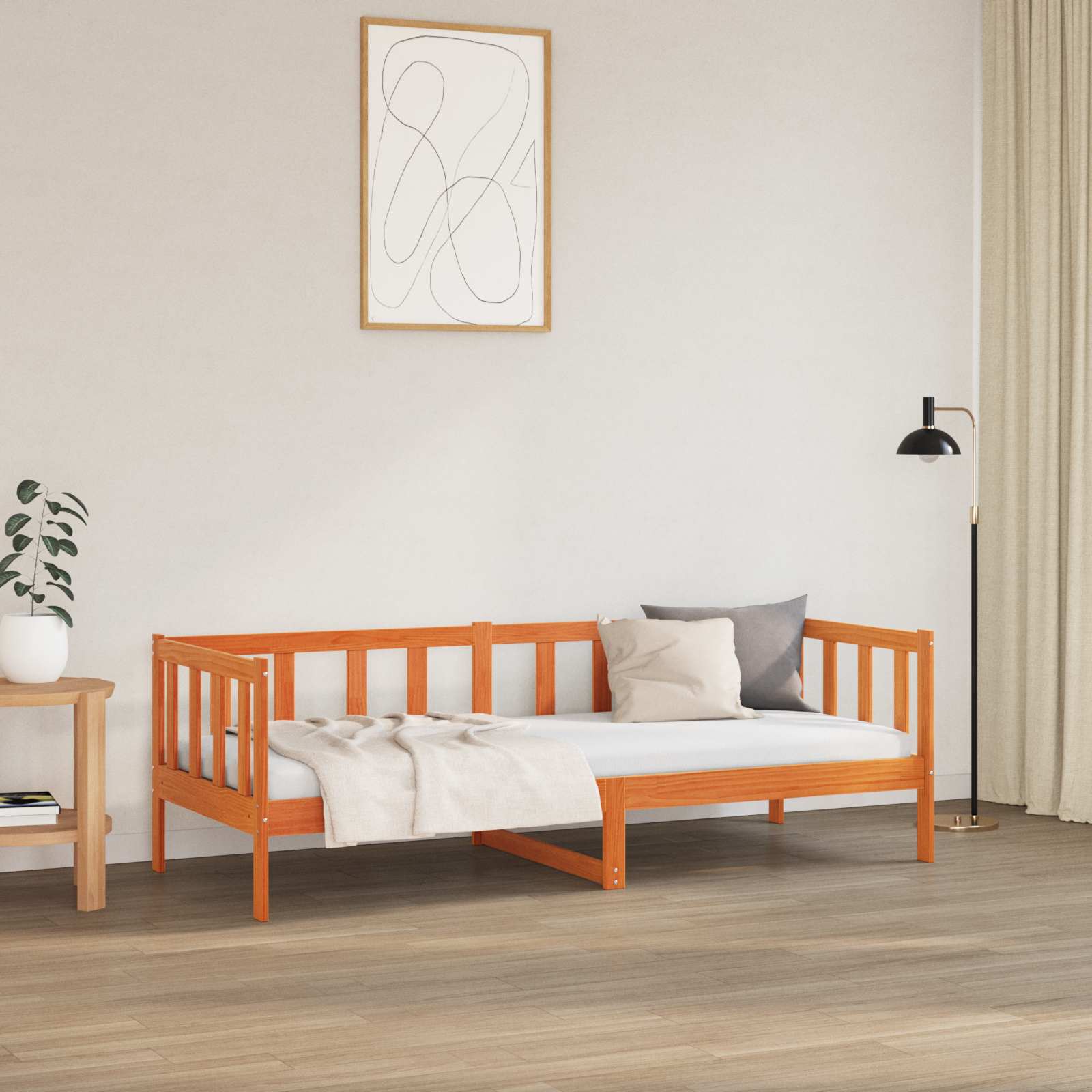 Bedframe met hoofdeinde Wasbruin 80 x 200 cm Massief grenenhout