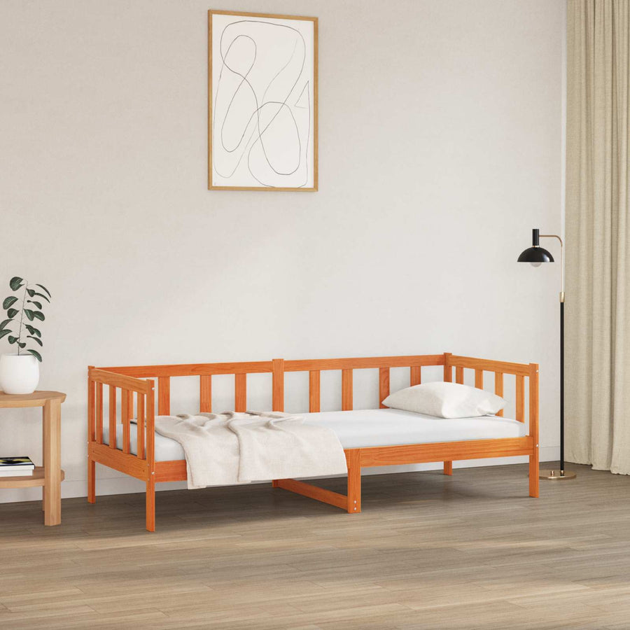 Bedframe met hoofdeinde Wasbruin 90 x 190 cm Massief grenenhout