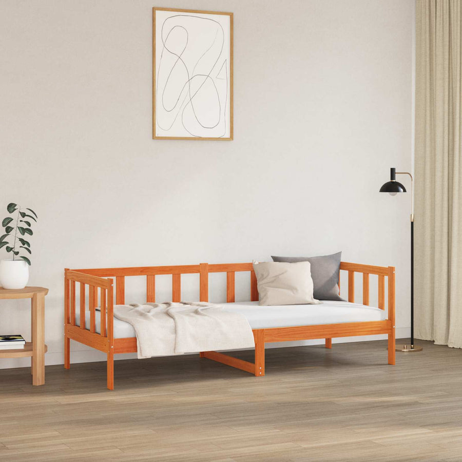 Bedframe met hoofdeinde Wasbruin 90 x 190 cm Massief grenenhout
