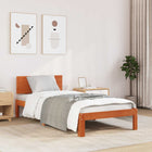 Bed Frame with Headboard Waxed Brown 90 x 200 cm Solid Pine Wood