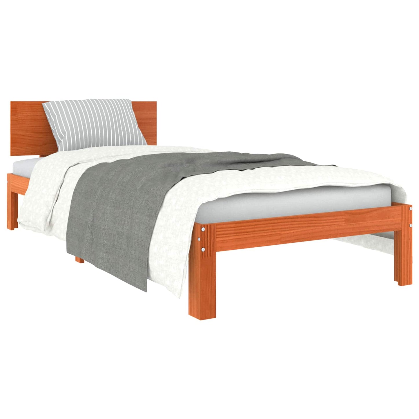 Bedframe met hoofdeinde Wasbruin 90 x 200 cm Massief grenenhout