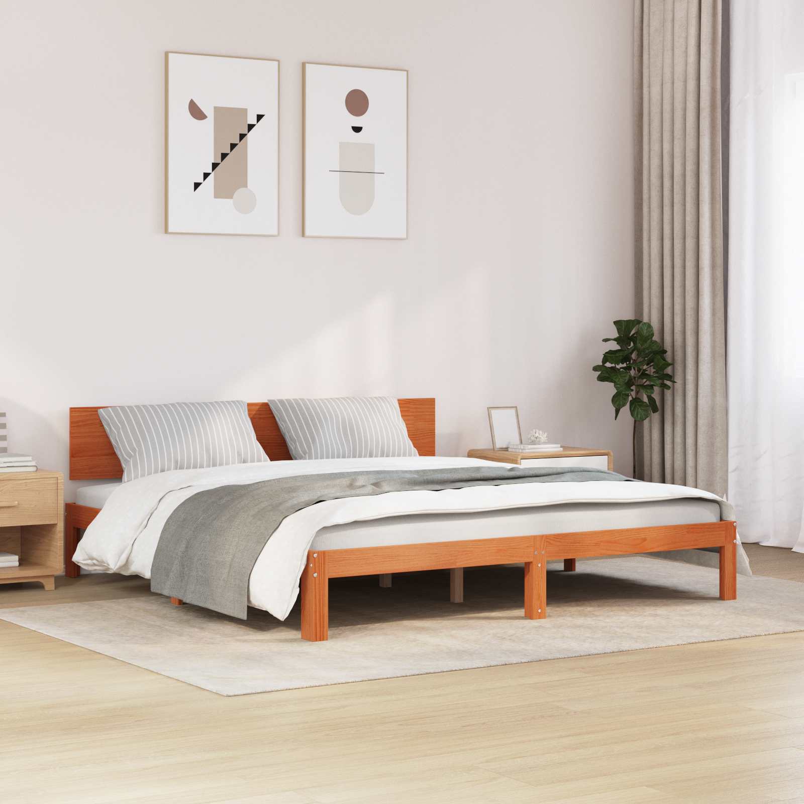 Bedframe Wasbruin 180 x 200 cm Massief grenenhout