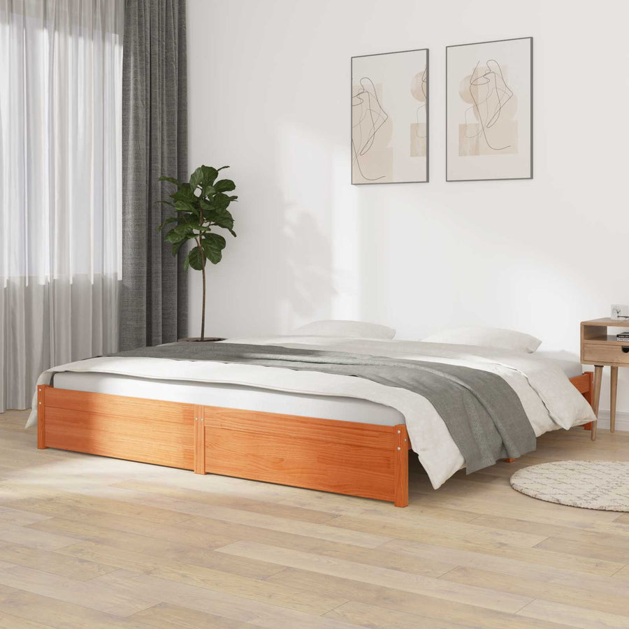 Bedframe Wasbruin 150 x 200 cm Massief Vurenhout