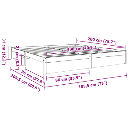 Bedframe Wasbruin 180 x 200 cm Massief Vurenhout