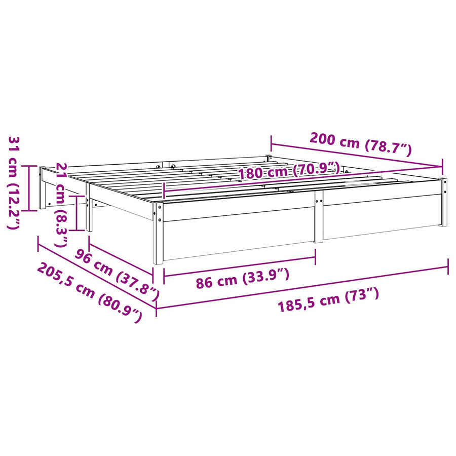 Bedframe Wasbruin 180 x 200 cm Massief Vurenhout
