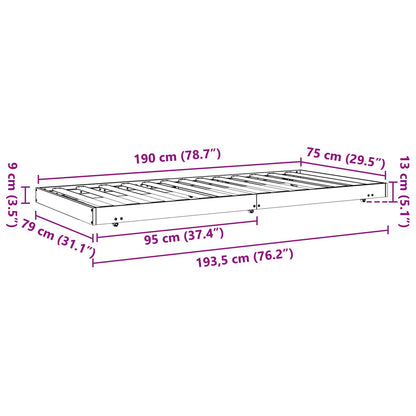 Bedframe Wasbruin 70 x 190 cm Massief grenenhout