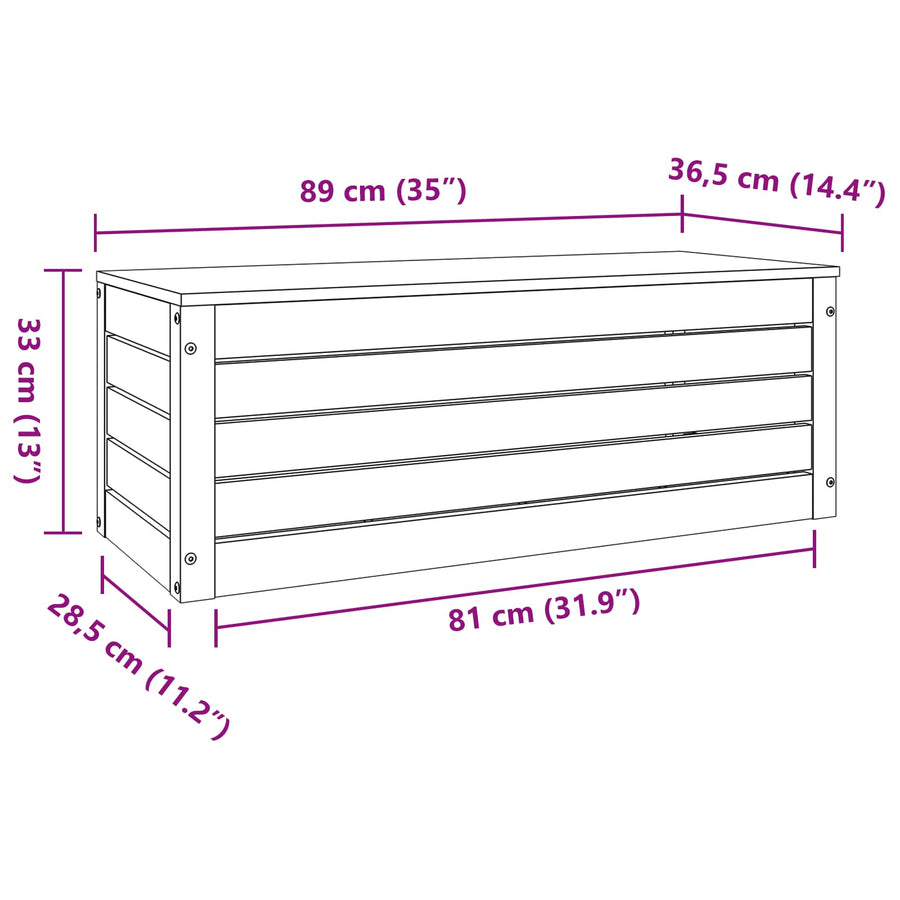 Opbergbox Wasbruin 89 x 36,5 x 33 cm Massief grenenhout