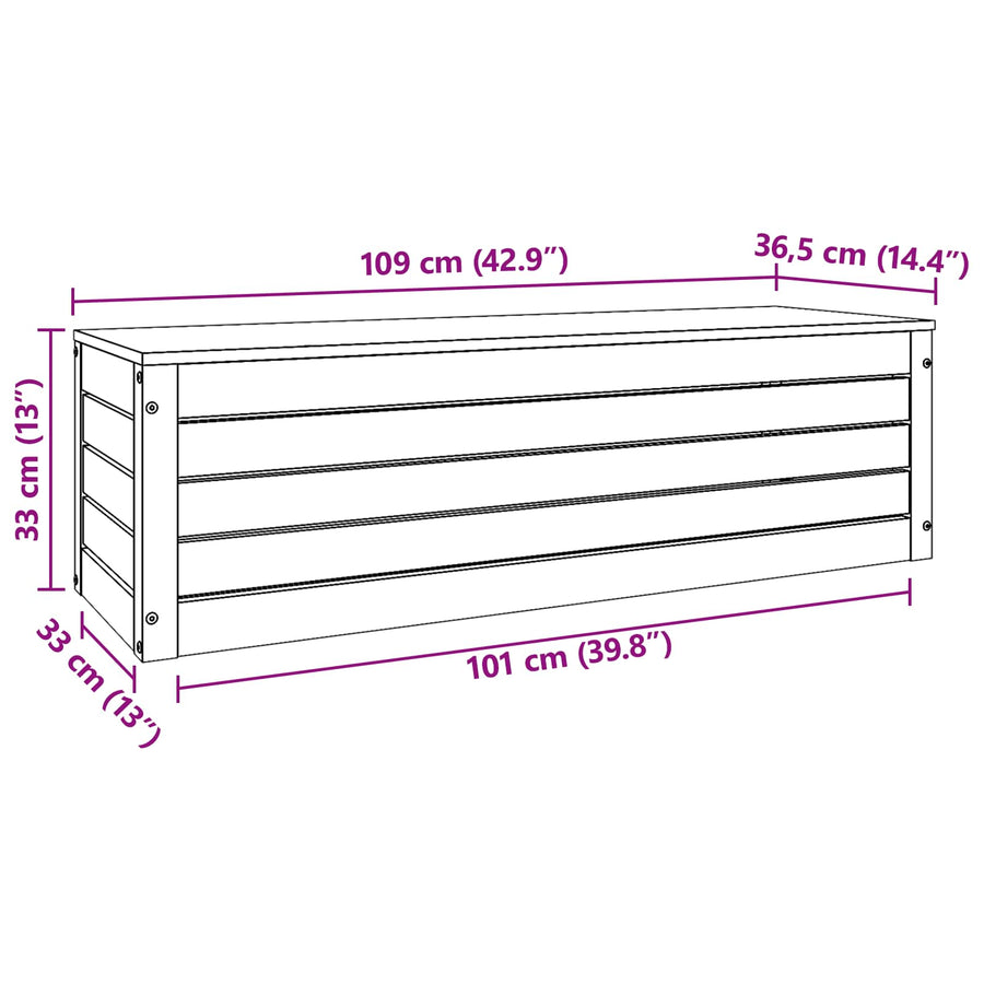 Opbergbox Wasbruin 109 x 36,5 x 33 cm Massief grenenhout