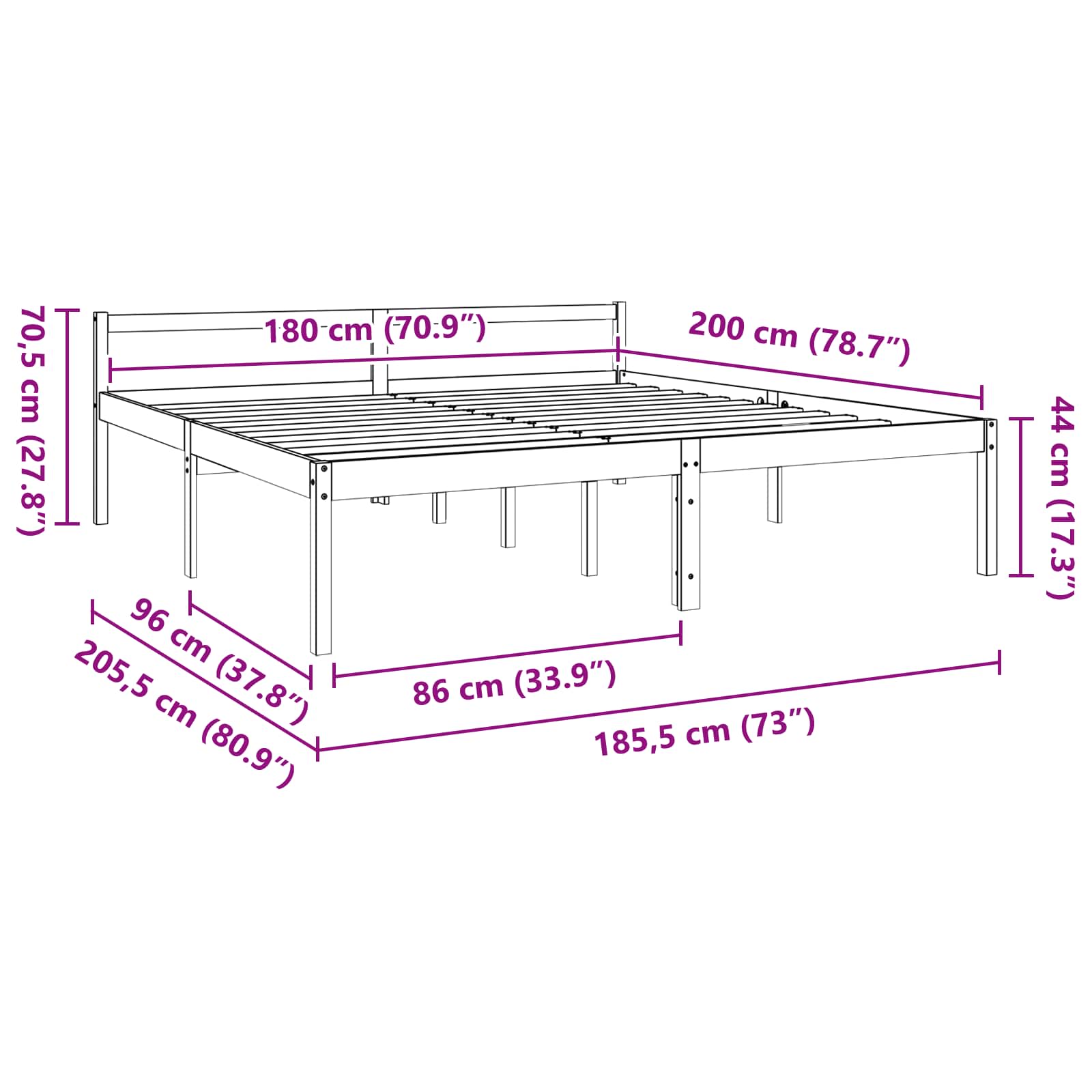 Bedframe Wasbruin 180 x 200 cm Massief grenenhout