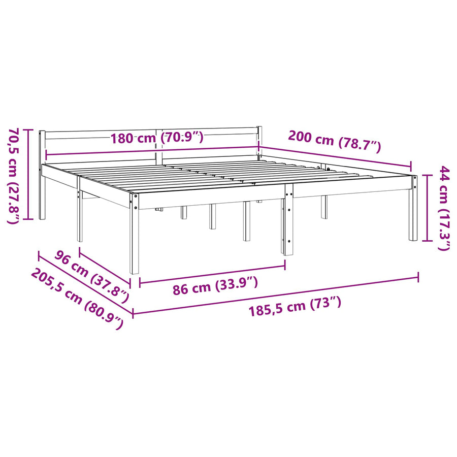 Bedframe Wasbruin 180 x 200 cm Massief grenenhout