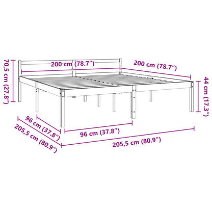 Bedframe Wasbruin 200 x 200 cm Massief grenenhout