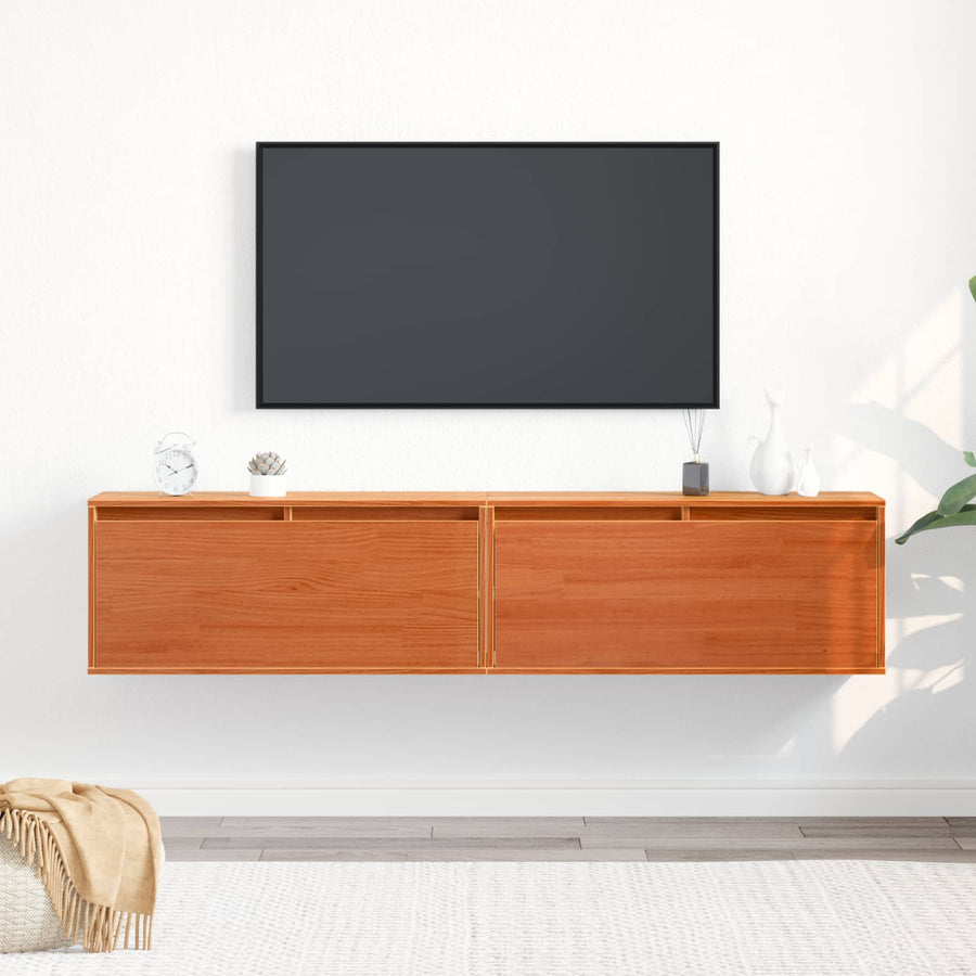Wandkast 2 pcs Wasbruin 80 x 30 x 35 cm Massief grenenhout