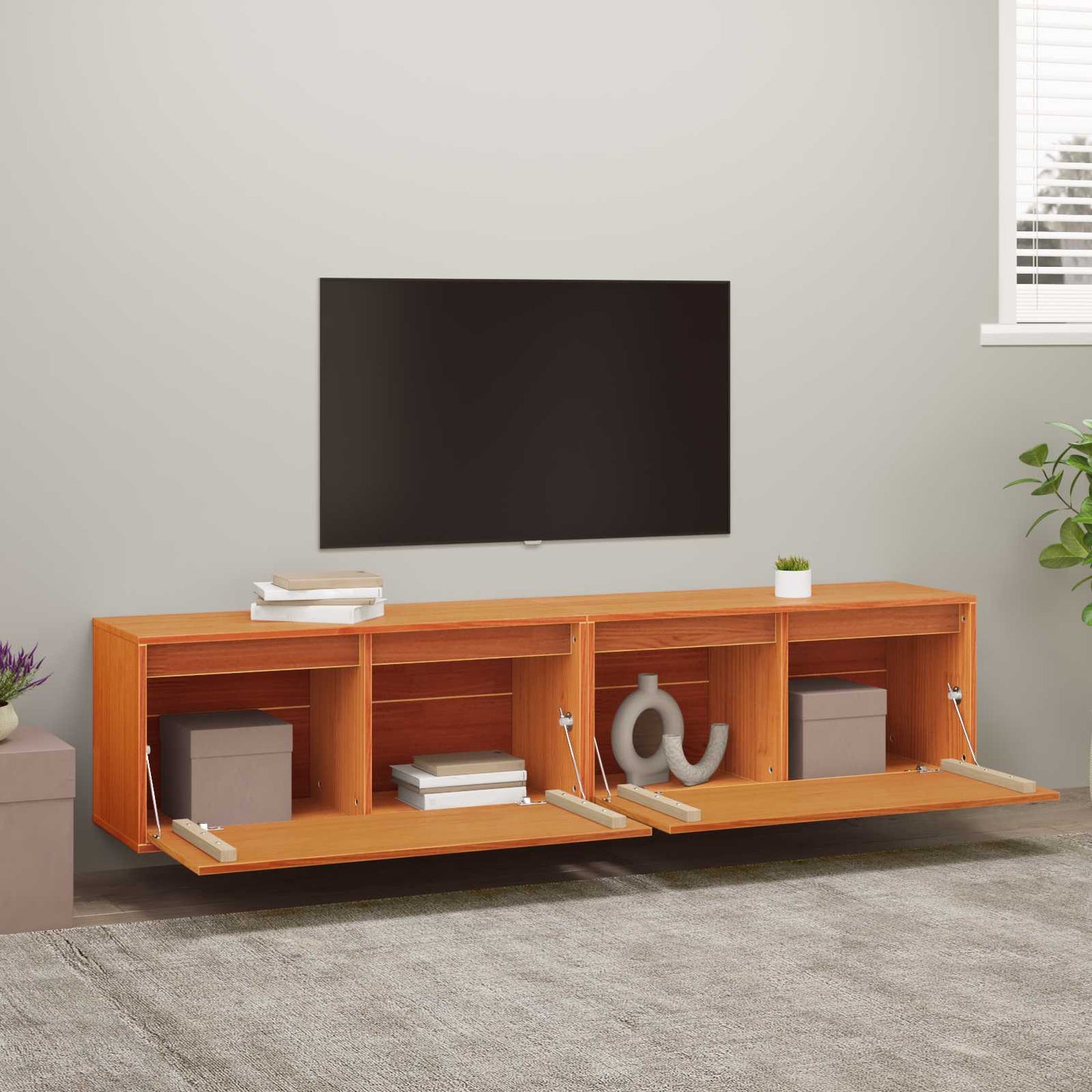 Wandkast 2 pcs Wasbruin 80 x 30 x 35 cm Massief grenenhout