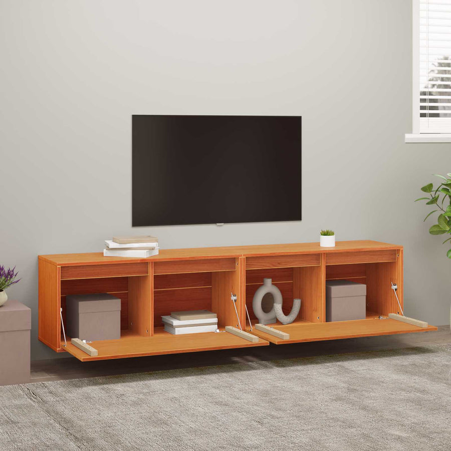 Wandkast 2 pcs Wasbruin 80 x 30 x 35 cm Massief grenenhout
