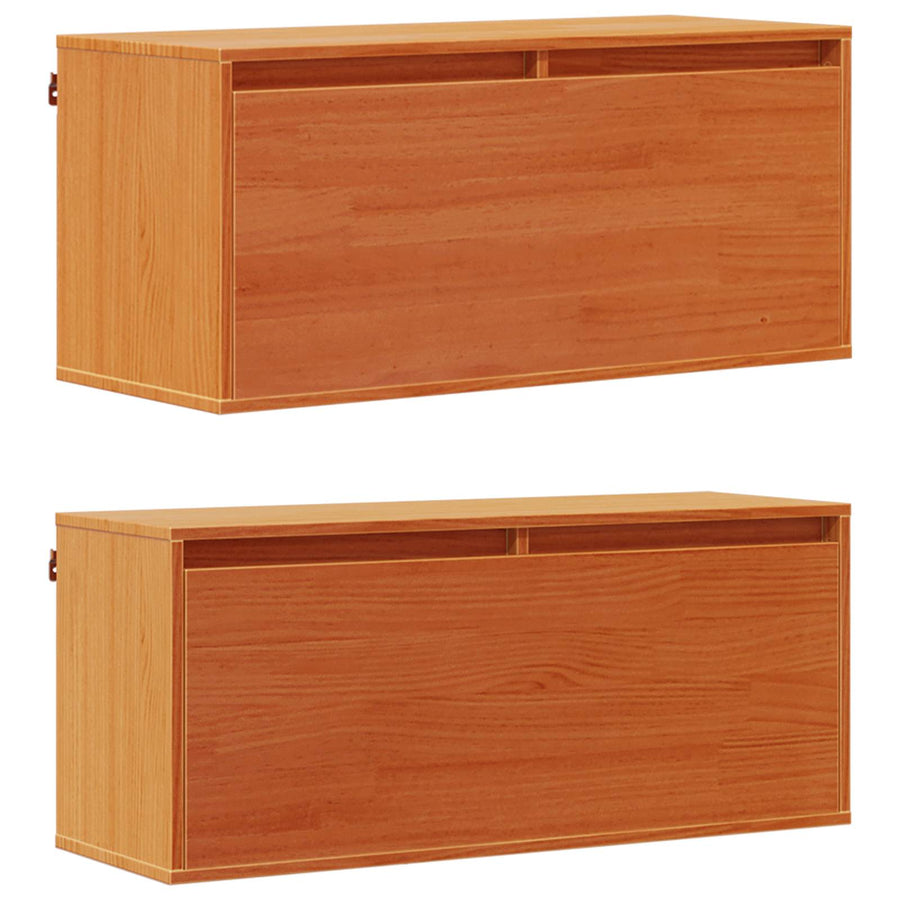 Wandkast 2 pcs Wasbruin 80 x 30 x 35 cm Massief grenenhout