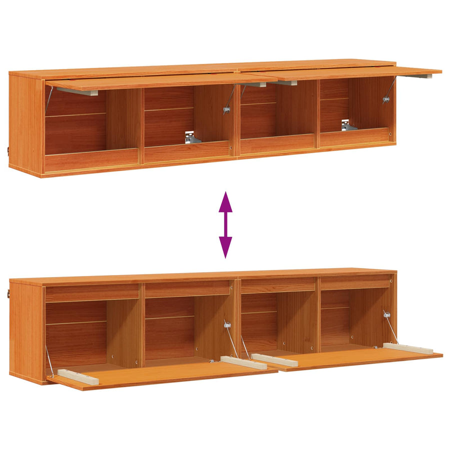 Wandkast 2 pcs Wasbruin 80 x 30 x 35 cm Massief grenenhout