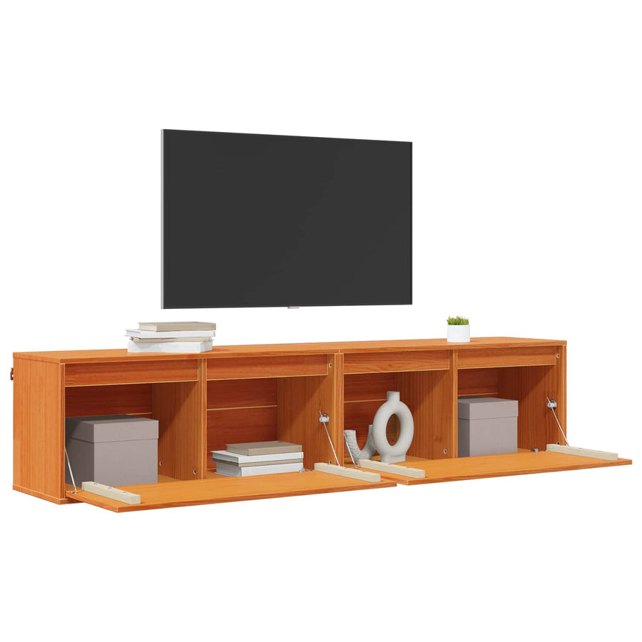 Wandkast 2 pcs Wasbruin 80 x 30 x 35 cm Massief grenenhout