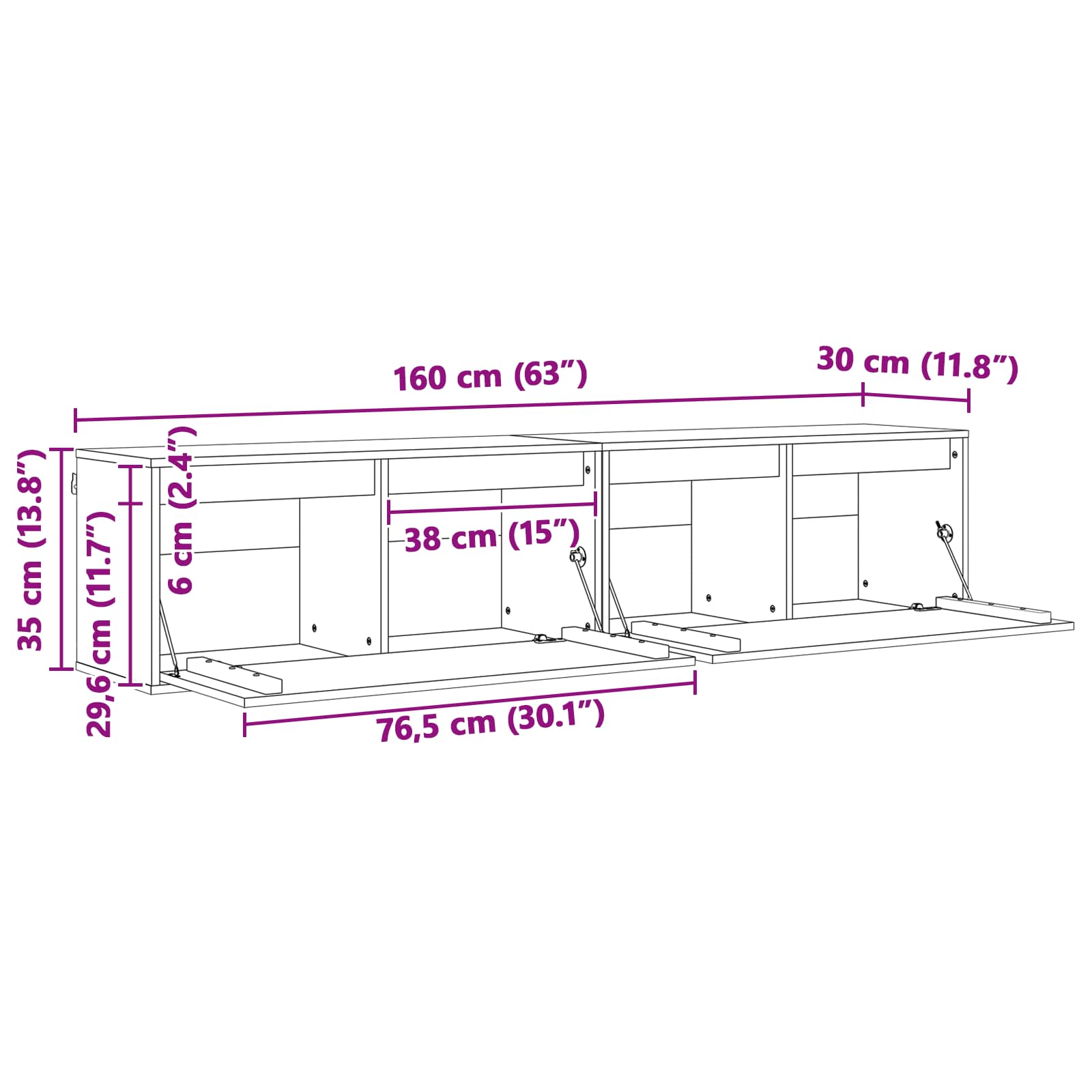 Wandkast 2 pcs Wasbruin 80 x 30 x 35 cm Massief grenenhout