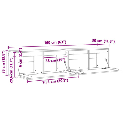 Wandkast 2 pcs Wasbruin 80 x 30 x 35 cm Massief grenenhout