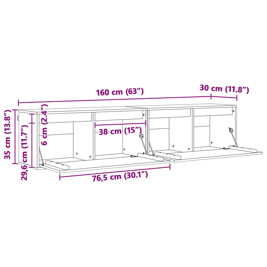 Wandkast 2 pcs Wasbruin 80 x 30 x 35 cm Massief grenenhout