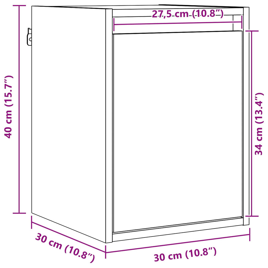Wandkast met opslag Wasbruin 30 x 30 x 40 cm Massief grenenhout