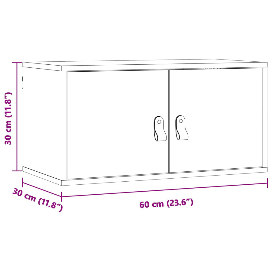 Wandkast met plank Wasbruin 60 x 30 x 30 cm Massief grenenhout