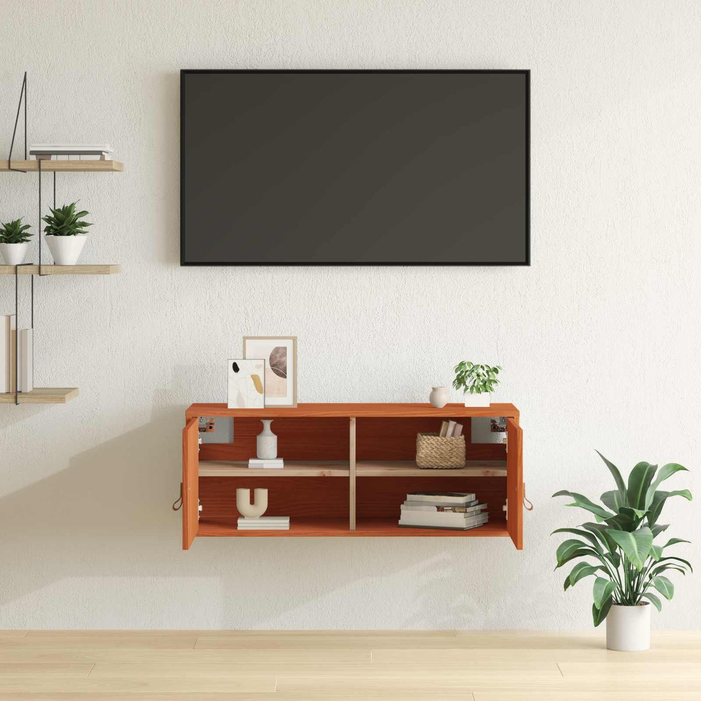 Wandkast met plank Wasbruin 80 x 30 x 30 cm Massief grenenhout