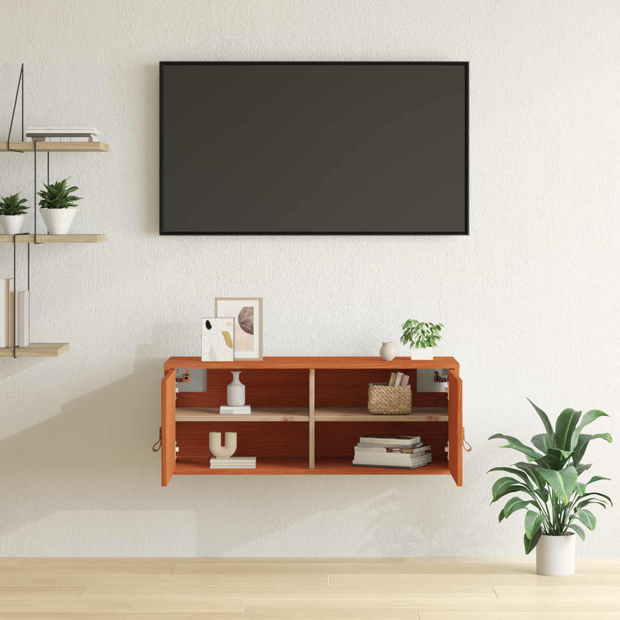 Wandkast met plank Wasbruin 80 x 30 x 30 cm Massief grenenhout