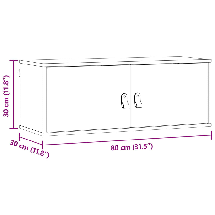 Wandkast met plank Wasbruin 80 x 30 x 30 cm Massief grenenhout