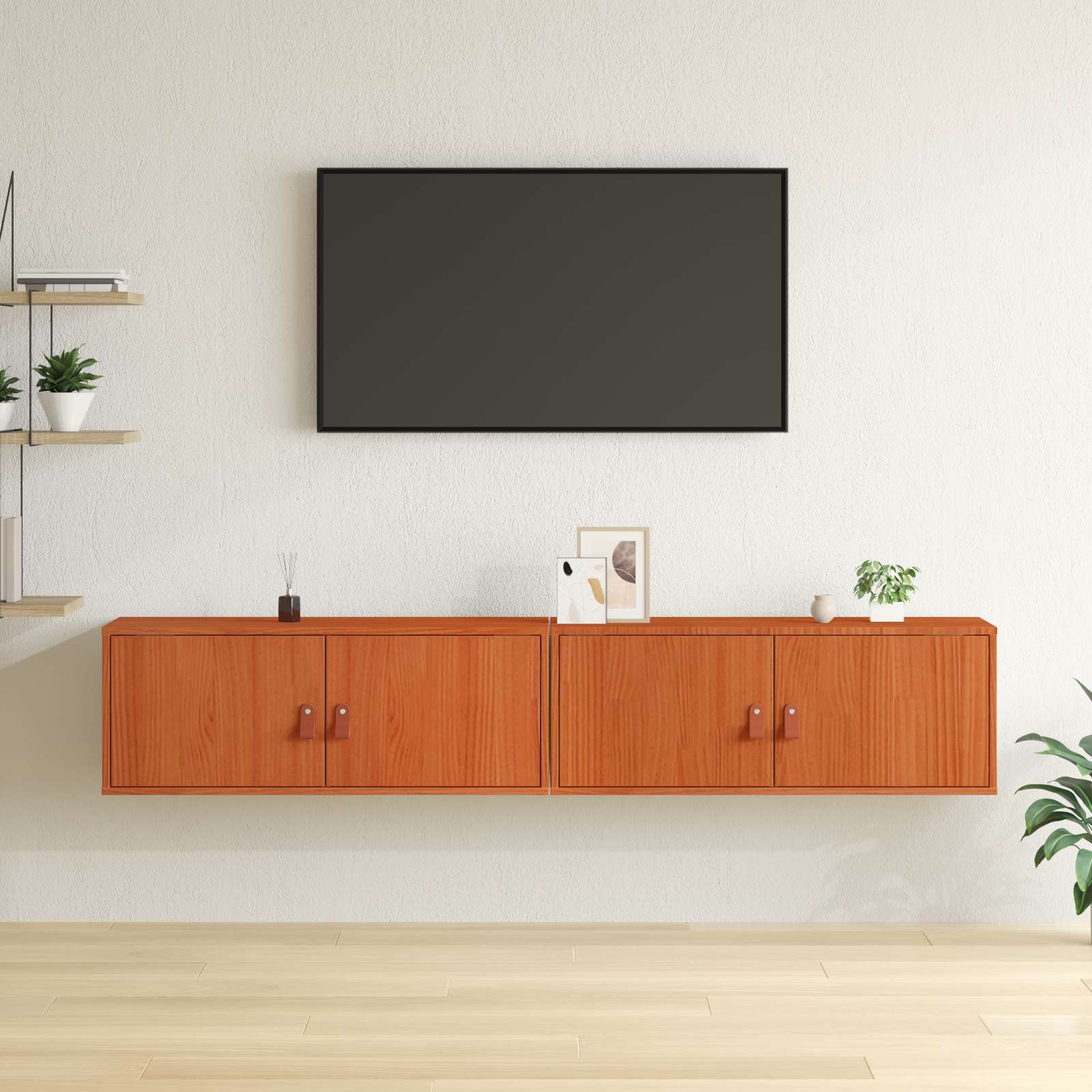 Wandkast 2 pcs Wasbruin 80 x 30 x 30 cm Massief grenenhout