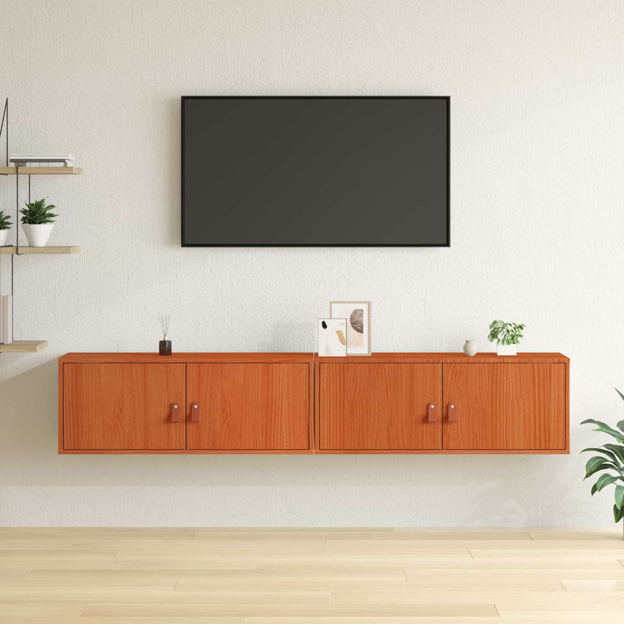 Wandkast 2 pcs Wasbruin 80 x 30 x 30 cm Massief grenenhout