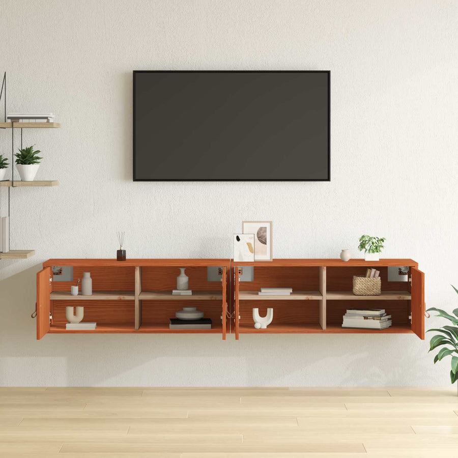 Wandkast 2 pcs Wasbruin 80 x 30 x 30 cm Massief grenenhout