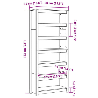 Boekenkast Wasbruin 80 x 35 x 183 cm Massief grenenhout