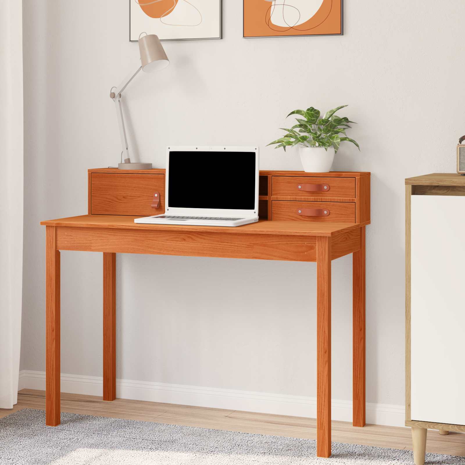 Bureau met lade Wasbruin 110 x 50 x 93 cm Massief Grenen Hout