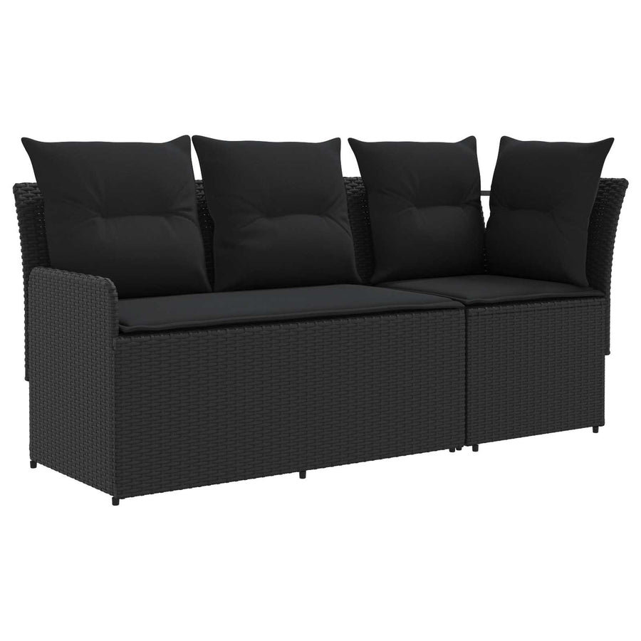 Tuinstoel met Armleuning en Hoekbank 2 Stuk Zwart PE Rattan