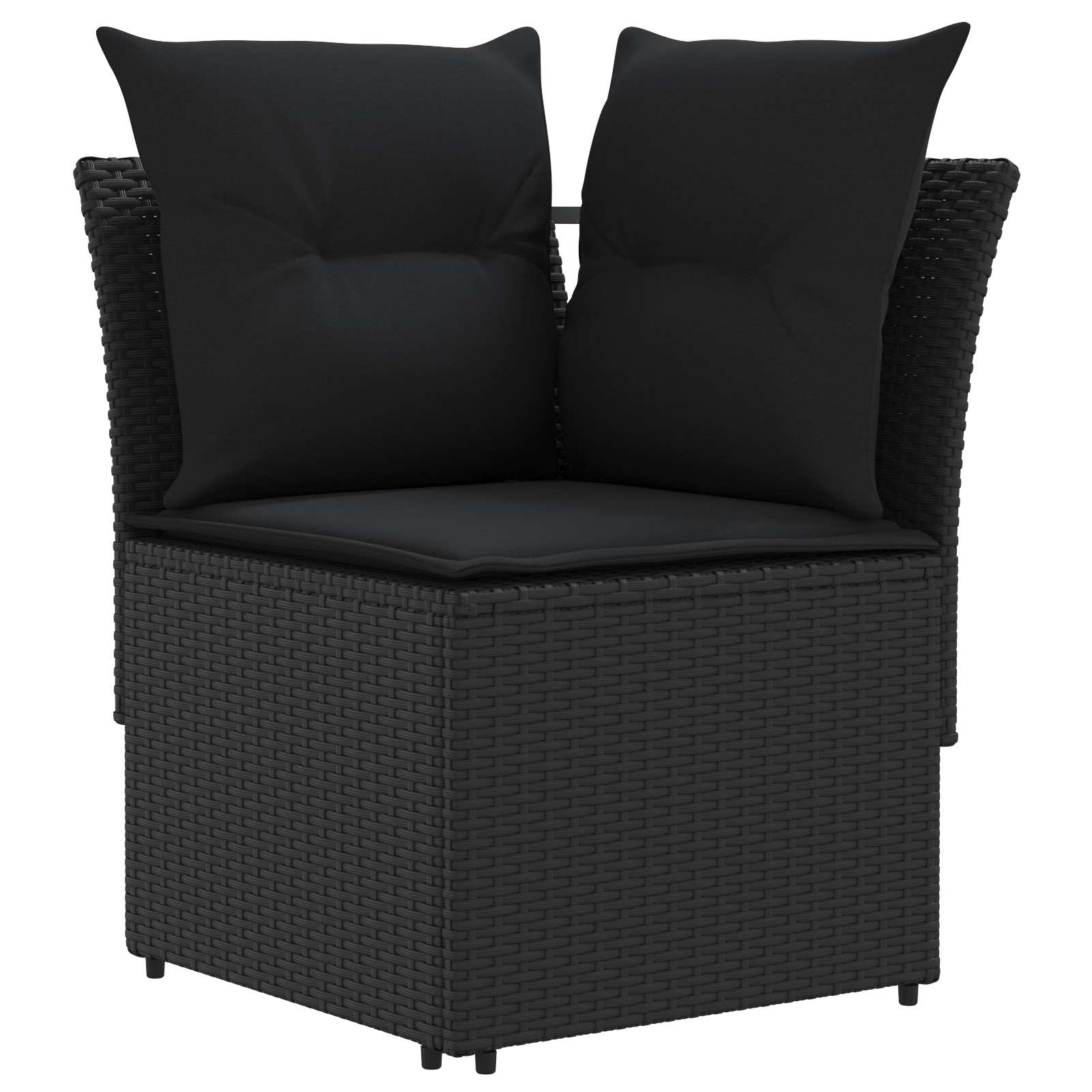 Tuinstoel met Armleuning en Hoekbank 2 Stuk Zwart PE Rattan