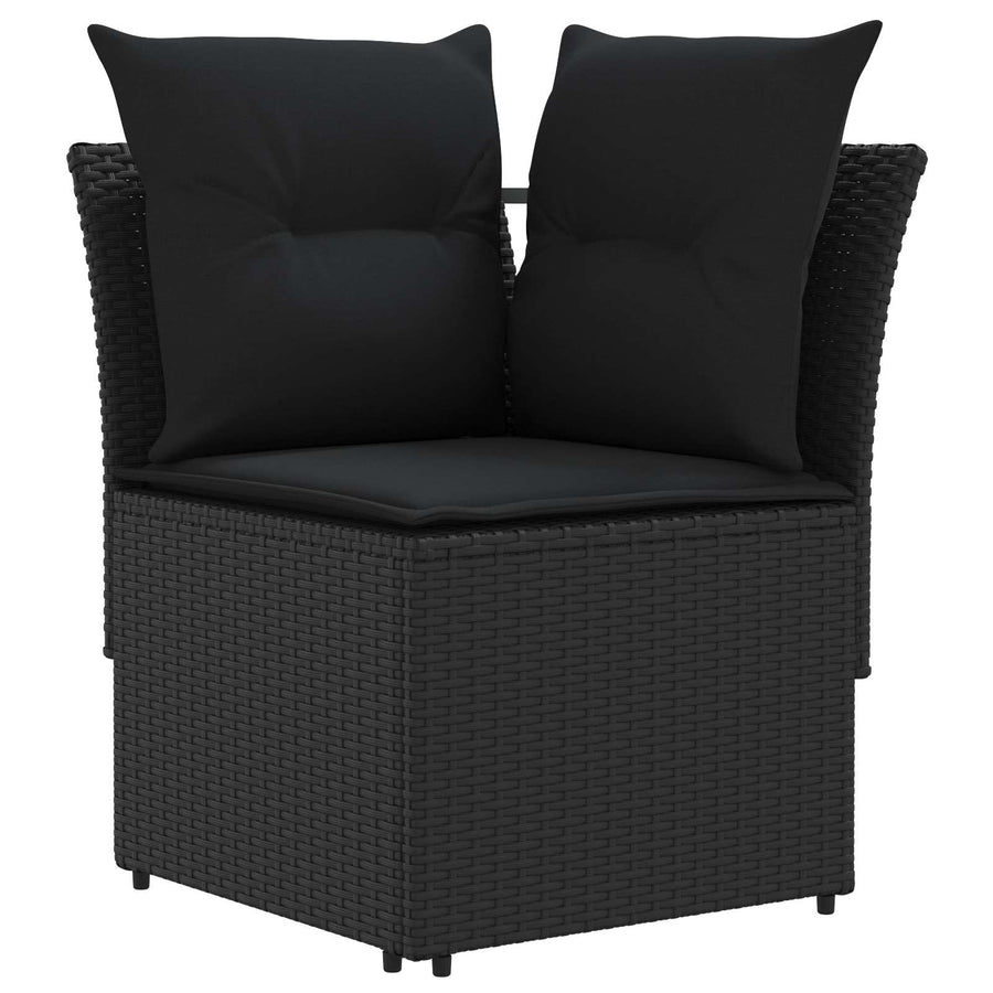 Tuinstoel met Armleuning en Hoekbank 2 Stuk Zwart PE Rattan