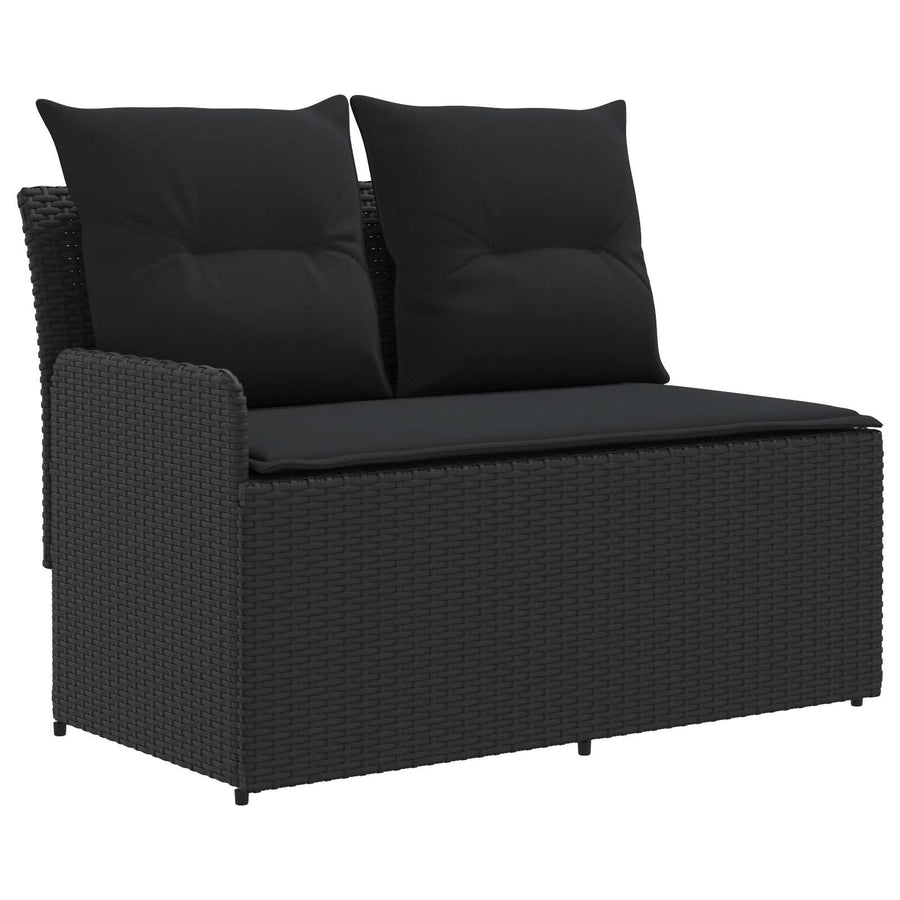 Tuinstoel met Armleuning en Hoekbank 2 Stuk Zwart PE Rattan
