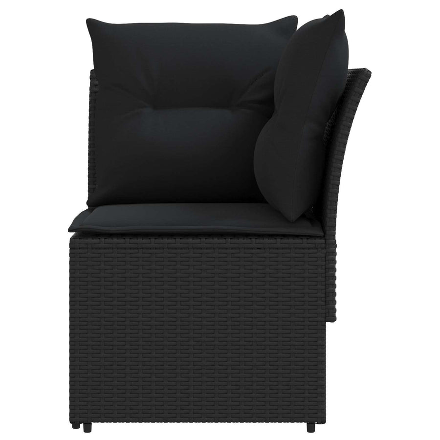 Tuinstoel met Armleuning en Hoekbank 2 Stuk Zwart PE Rattan