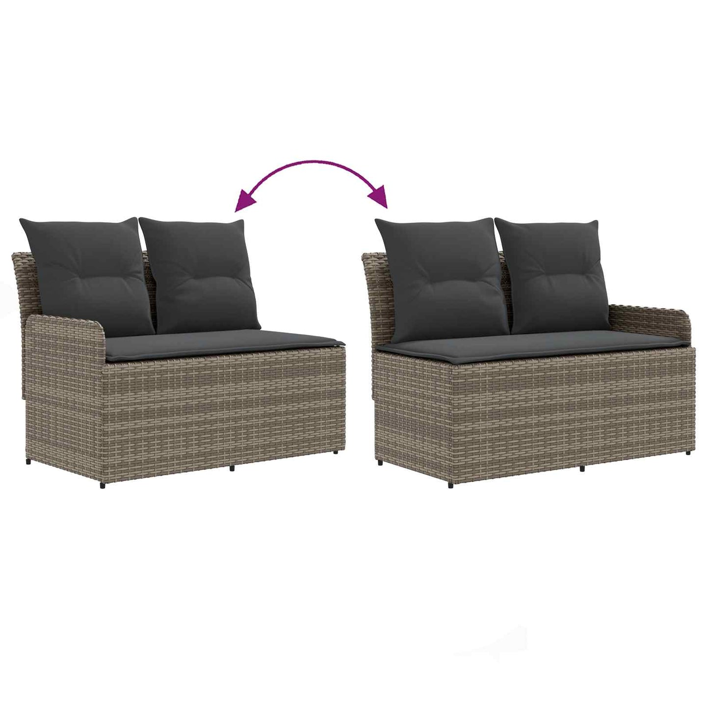 Tuinstoel met Armleuning en Hoekbank 2 Stuk PE Rattan