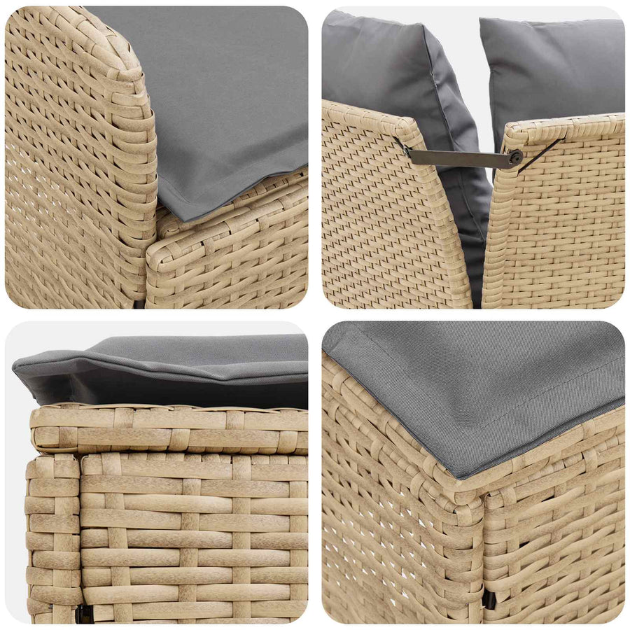 Tuinstoel met Armleuning en Hoekbank 2 Stuk PE Rattan