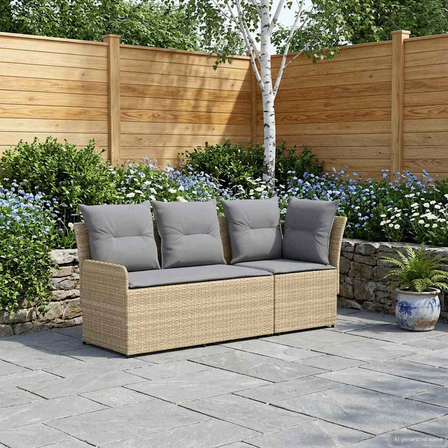 Tuinstoel met Armleuning en Hoekbank 2 Stuk PE Rattan