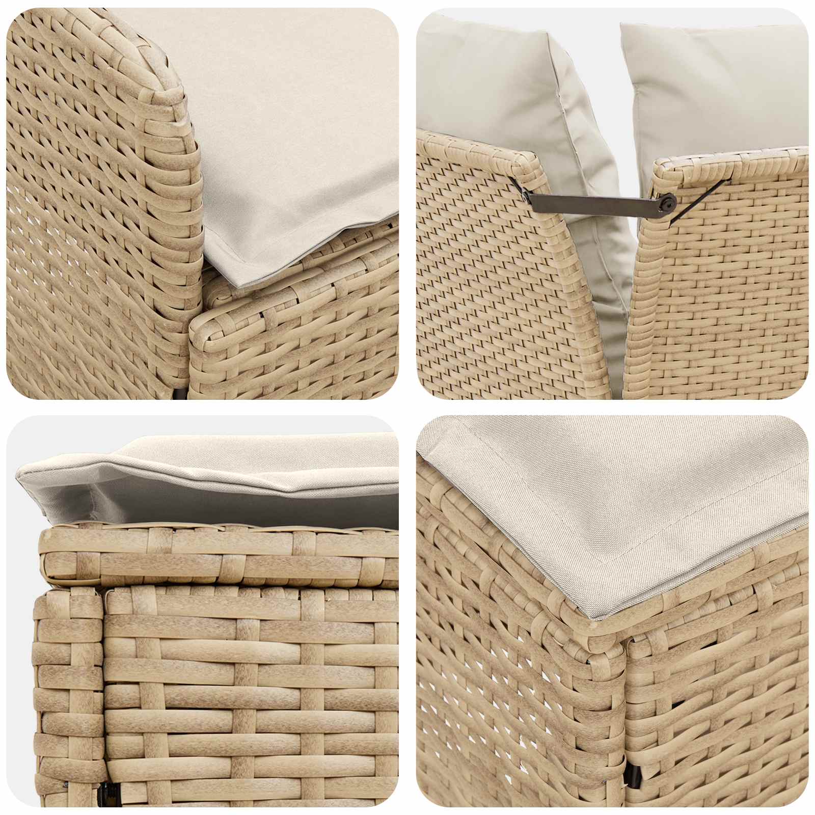 Tuinstoel met Armleuning en Hoekbank 2 Stuk Beige en Crème