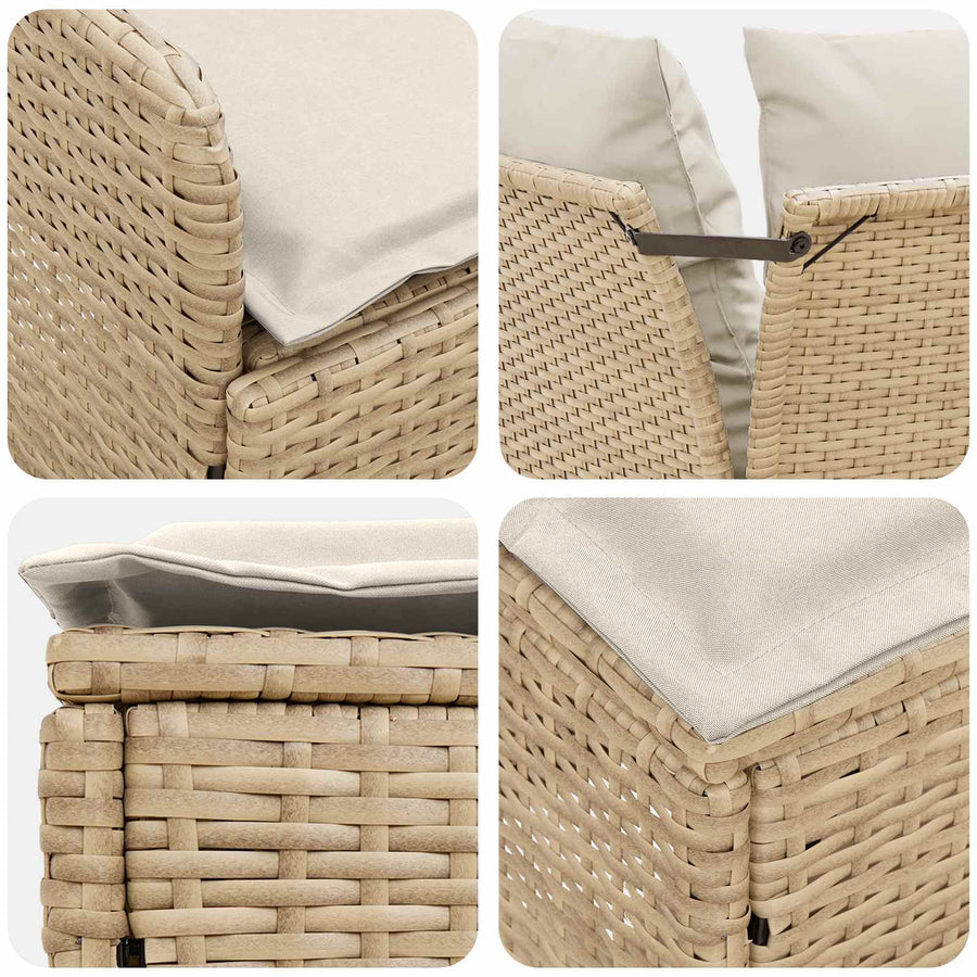 Tuinstoel met Armleuning en Hoekbank 2 Stuk Beige en Crème