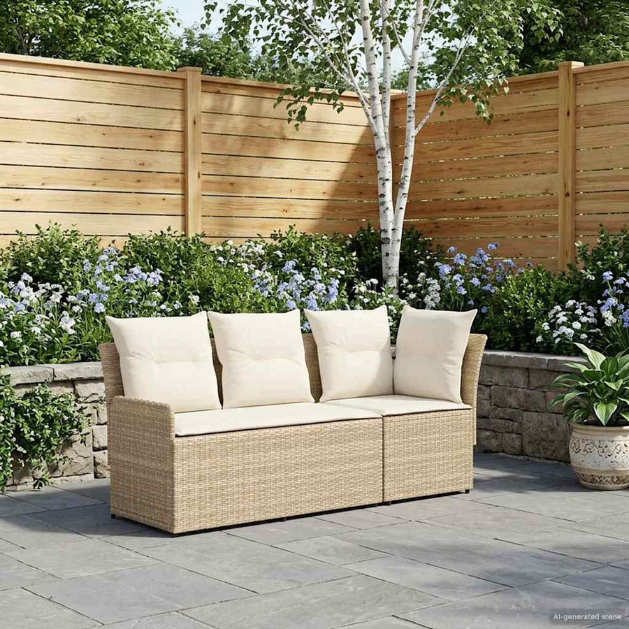 Tuinstoel met Armleuning en Hoekbank 2 Stuk Beige en Crème