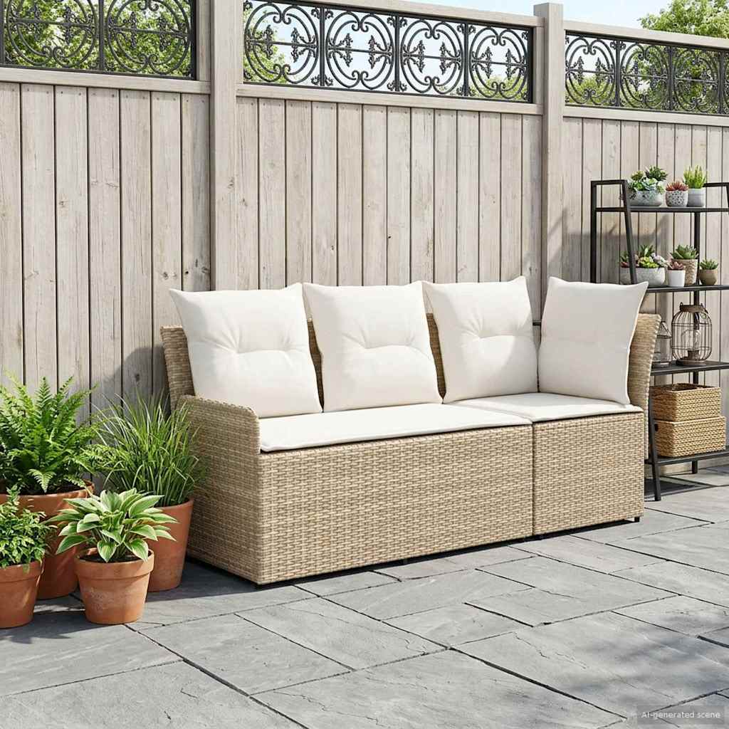 Tuinstoel met Armleuning en Hoekbank 2 Stuk Beige en Crème