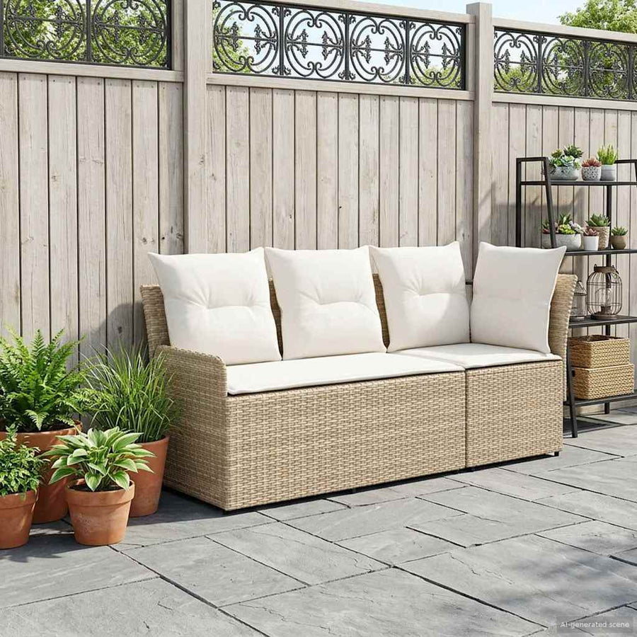 Tuinstoel met Armleuning en Hoekbank 2 Stuk Beige en Crème