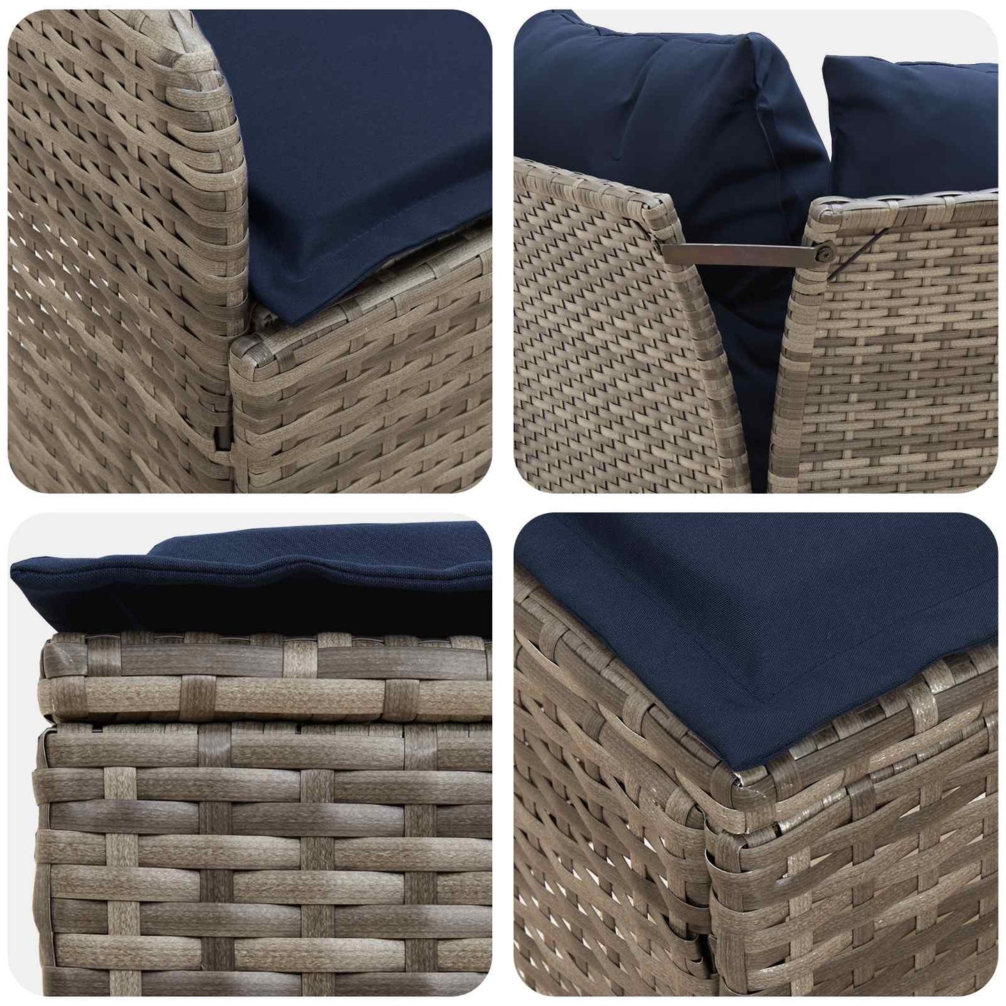 Tuinstoel met Armleuning en Hoekbank 2 Stuk PE Rattan